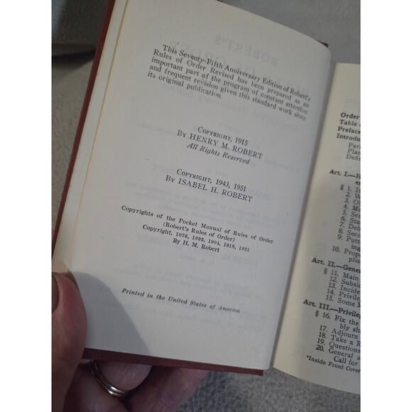 Vintage 1951 Roberts Rules of Order Revised Hardcover 75th Anniversary - Picture 6 of 8